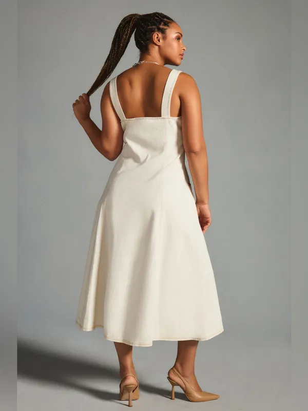 Forever That Girl Anthropologie Overall Midi Dress in White - Image 2