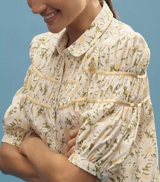 Anthropologie The Leandra Shirred Yoke Blouse by Maeve, Size XS - Image 2