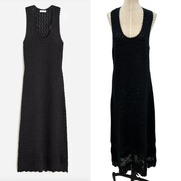 J. Crew Limited Edition Crochet‎ Maxi Sweater Dress Black Size Large - Image 2