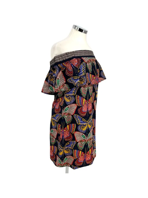 Trina Turk Resort Welton Butterfly Off-Shoulder Dress Multicolor Size Medium - Image 3