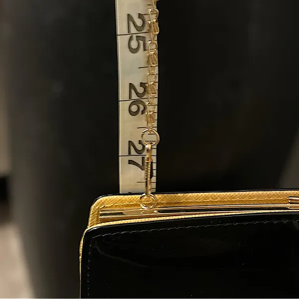 NWOT•Evening Bag•Clutch•Faux Black Patent Leather•Vintage Style Kiss Lock •Chain - Image 9