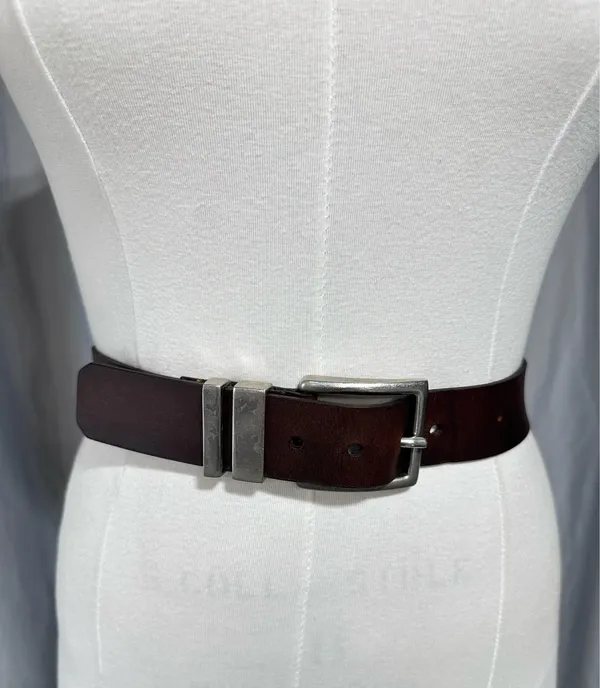 Levi's Rugged Dark Brown Leather Belt Sz 40 Brushed Nickel Western Vintage - Image 2