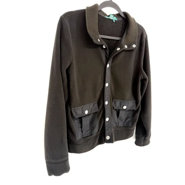 Lauren Ralph Lauren Jacket Fleece Snap Front M Black Cargo Pocket Utility - Image 2