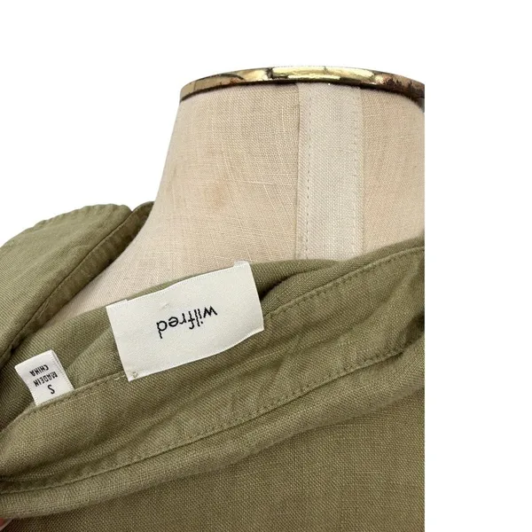 Aritzia Wilfred Eleta Organic Linen Button Front Maxi Dress Green Size Small - Image 10