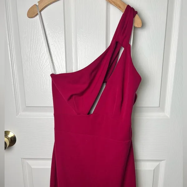 Katie May Pink One Shoulder Cut Out Back Edgy Maxi Dress Magenta Pink Medium - Image 4