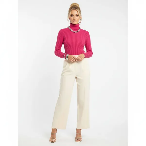 Banana Republic 100% Wool Pink Long Sleeve Ribbed Knit Turtleneck Sweater M - Image 5