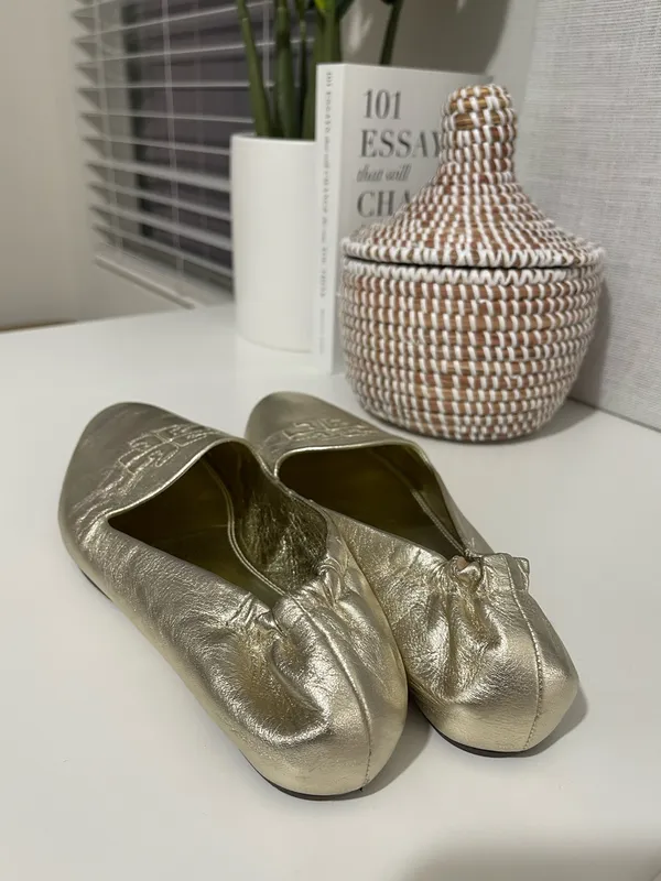 TORY BURCH gold smoking loafers metallic leather loafer shoes work career logo 7 - Image 7