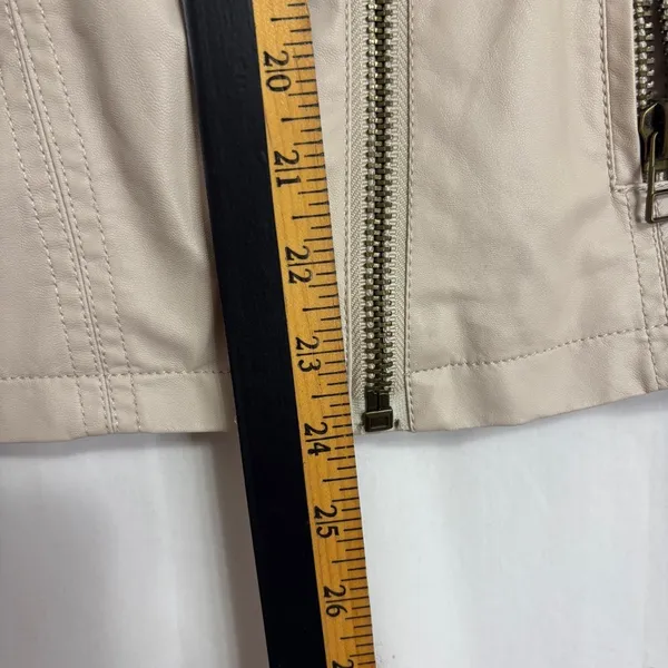 Thread‎ & Supply Moto Jacket Womens M Cream Faux Leather Ribbed Knit Biker - Image 11