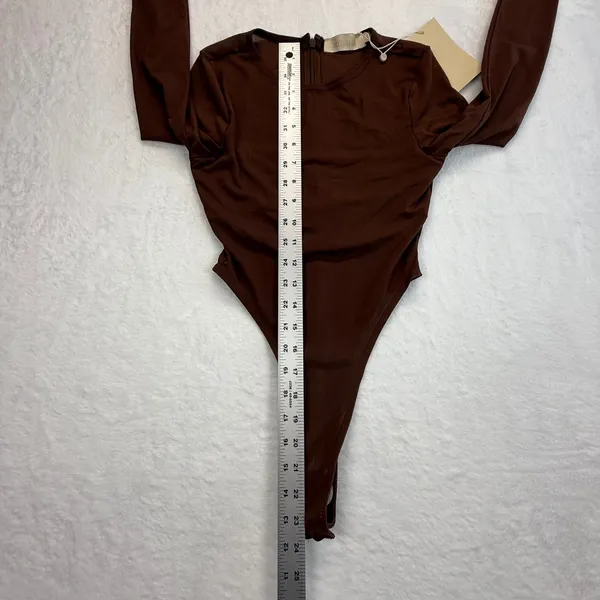 Meshki Blaire Bodysuit‎ Mesh Long Sleeve Chocolate Brown XS - Image 3