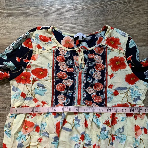 Patrons of Peace Cream Boho Floral Dress L - Image 4