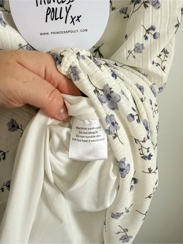 Princess Polly White Mini Slip Dress with Purple Floral Print Size 10 - Image 4