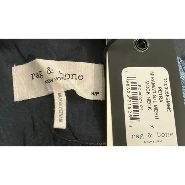 Rag & Bone Miramar Mockneck Top Petra‎ Blue Denim Print Stretch Mesh Tank S NWT - Image 4