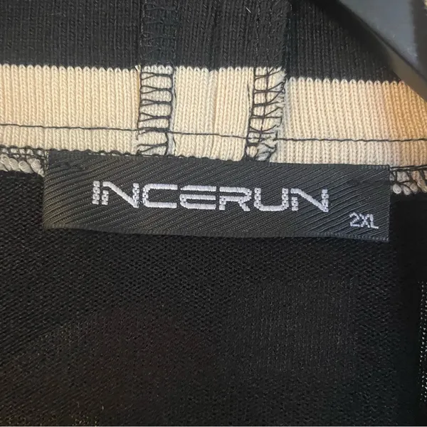 INCERUN Black and White Open Front Cardigan front pockets size 2XL - Image 4