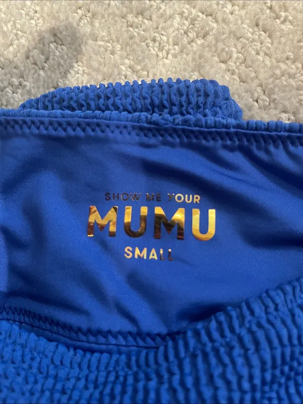 New Show Me Your Mumu Del Rey Bikini Bottoms size Small S Cobalt Blue Scrunch - Image 6
