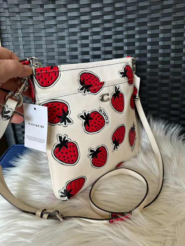 Coach Kitt Messenger Crossbody Bag With Strawberry Print - Image 2