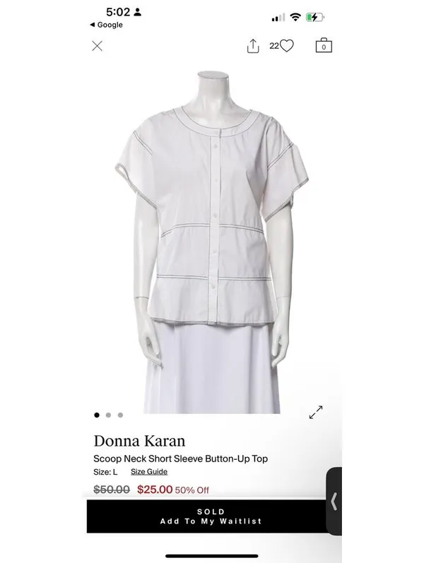 Donna Karan New York Striped Tie-Front Top - Size L - Image 6