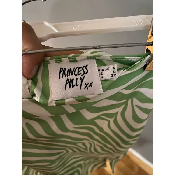 PRINCESS POLLY Clueless Zebra Print Mini Skirt Green and White Size 0 - Image 6