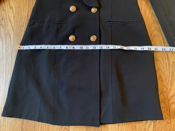 Womens Black Double Breasted Blazer Dress Size M - Image 11