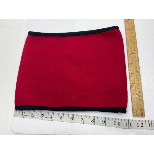 Red Fleece Neck Warmer With Black Trim - Soft & Cozy - Made In India 52c - Image 3