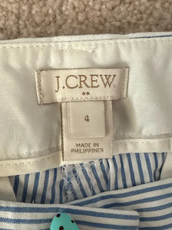 J.Crew Blue & White Striped Seersucker Tapered Ankle Pants‎ - Image 4