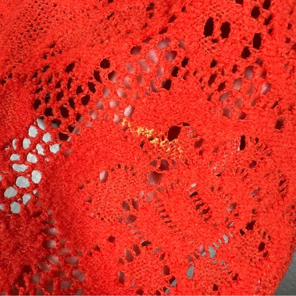 Free People‎ Orange Red Floral Eyelet Not Cold In This Top - Image 6