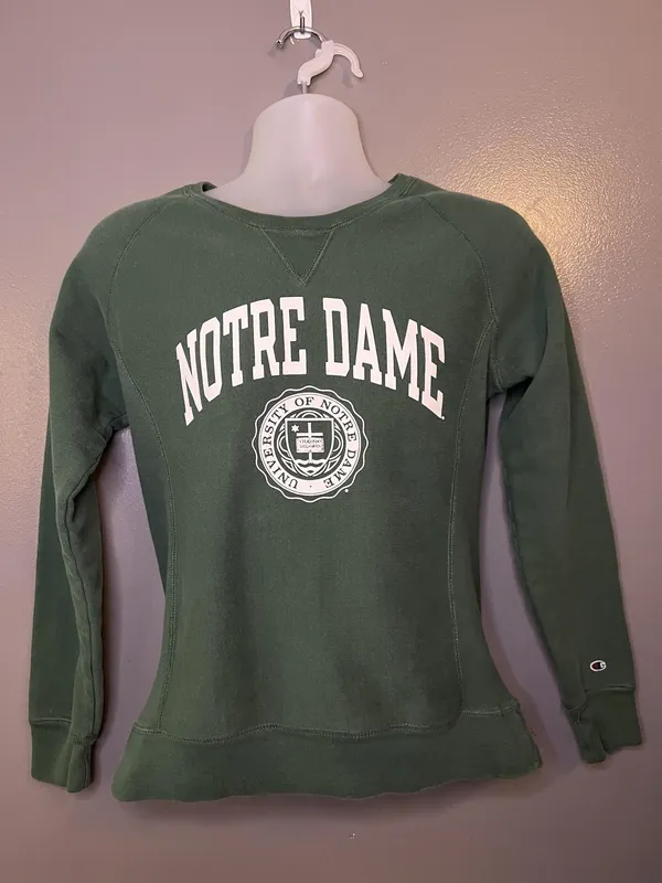 Notre Dame Fighting Irish Sweatshirt Womens Small Green NCAA Crewneck Champion - Image 3