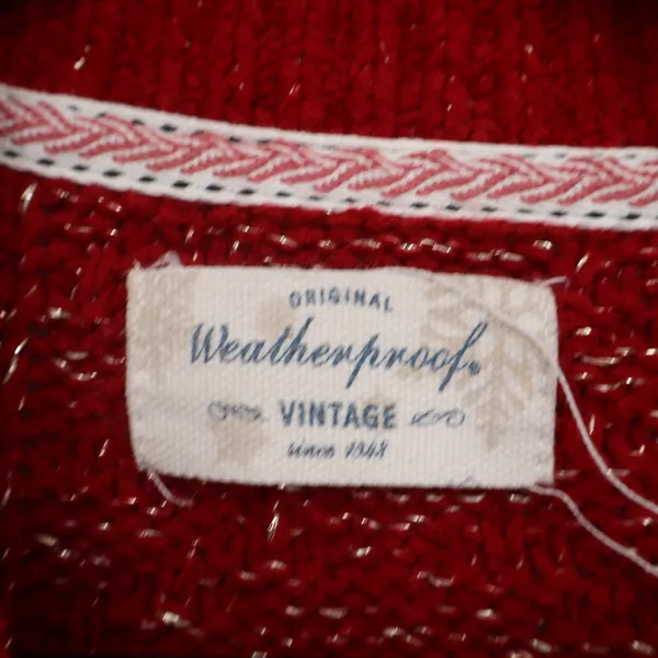Weatherproof Vintage Sweater Womens XL Red Metallic Sparkle Textured Good - Image 2