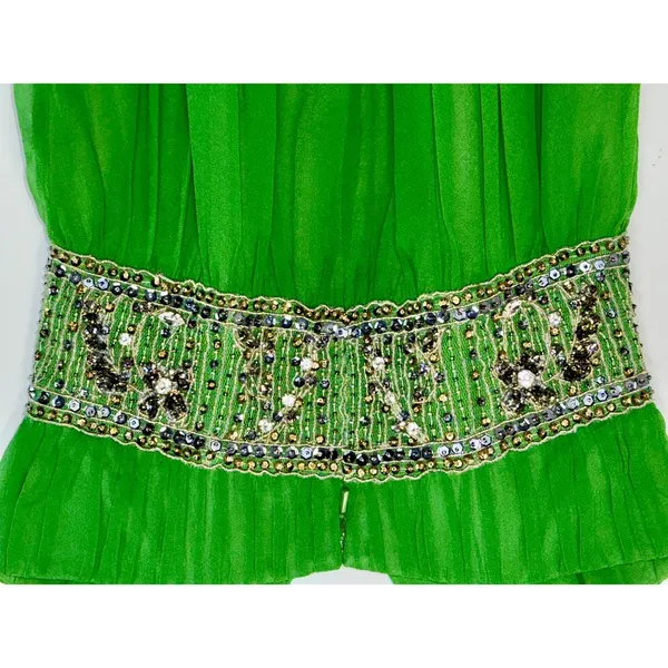 NWT Mandalay Dark Lime Green Beaded Embellished Mini Cocktail Party Dress Size 6 - Image 10