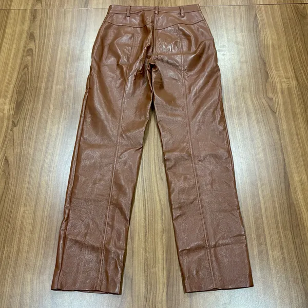 Aritzia Wilfred Rebel Vegan Leather Pants - High Rise Straight Leg Brown Size 2 - Image 5