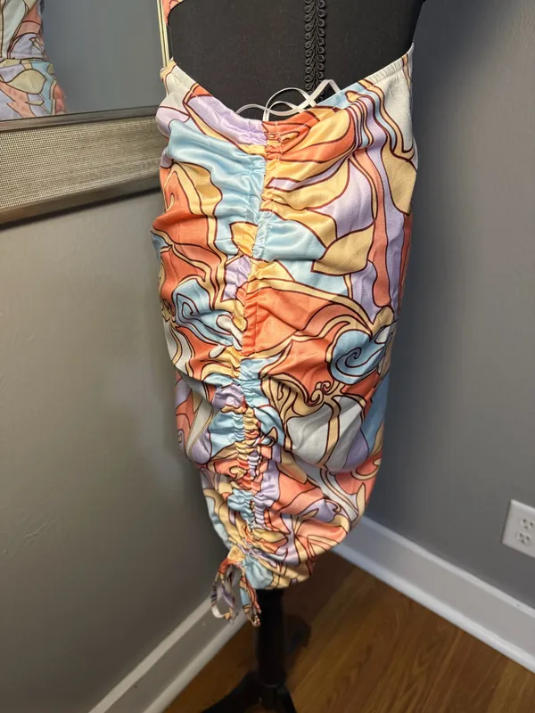 Hello Molly Listen To My Heart Groovy Satin Retro Swirl Dress Size XS. - Image 5