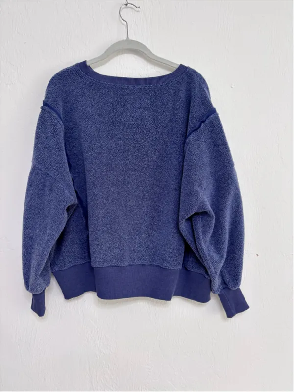 Women's American Eagle Big Hug Crewneck Blue Sweatshirt Oversized Open Size - Image 3