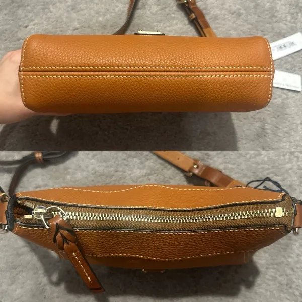 Dooney & Bourke Small Cassidy Crossbody Pebbled Leather Brown Chic Minimalist - Image 6