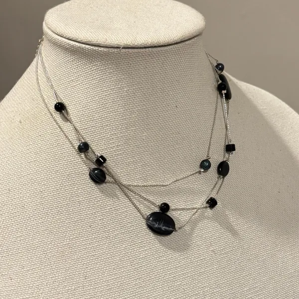 White House Black Market 18" Multi-Strand Black Bead Necklace - Image 5