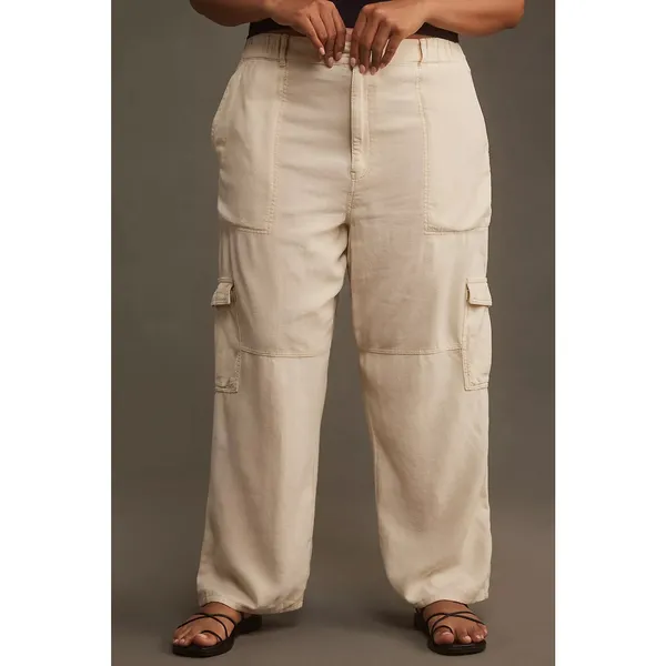 Anthropologie Pilcro Linen Cargo Pants Ivory Wide Leg NWT XL - Image 12