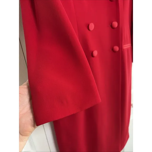Elizeh Lily & Taylor Red Double Breasted Coat Dress Womens Size 12 Vintage - Image 3