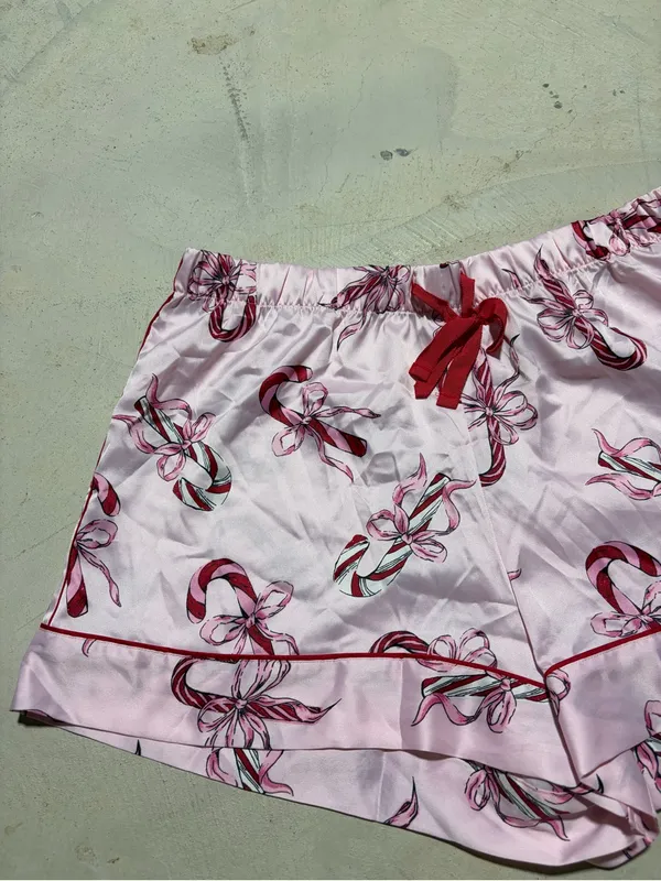 Victoria’s secret Pink Candy Cane bow Pajama Shorts medium - Image 2