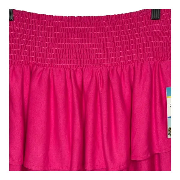 Cabana by Crown &‎ Ivy Mini Skirt Womens Medium Power Pink Smocked Tiered Ruffle - Image 3