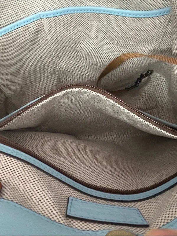 Dooney & Bourke City Large Barlow in Ice Blue and British Tan Leather - Image 9