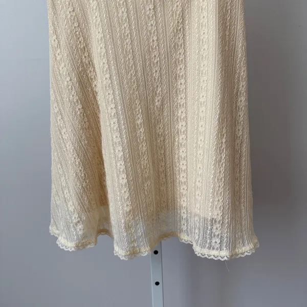 Urban Outfitters sz S‎ Cream Floral Lace Puff Sleeve Mini Dress Cottage Fairy - Image 3