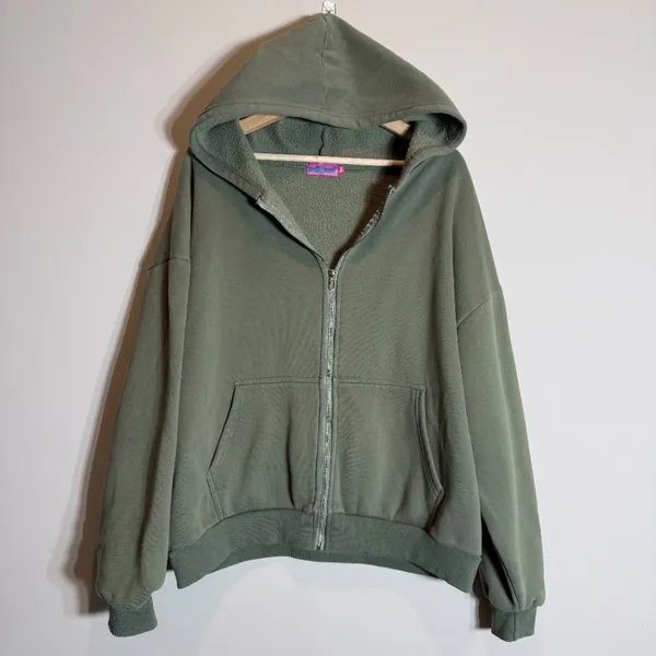 Edikted Nova Oversized Hoodie Full Zip Sweatshirt Womens XS/S Olive Green Lounge - Image 7
