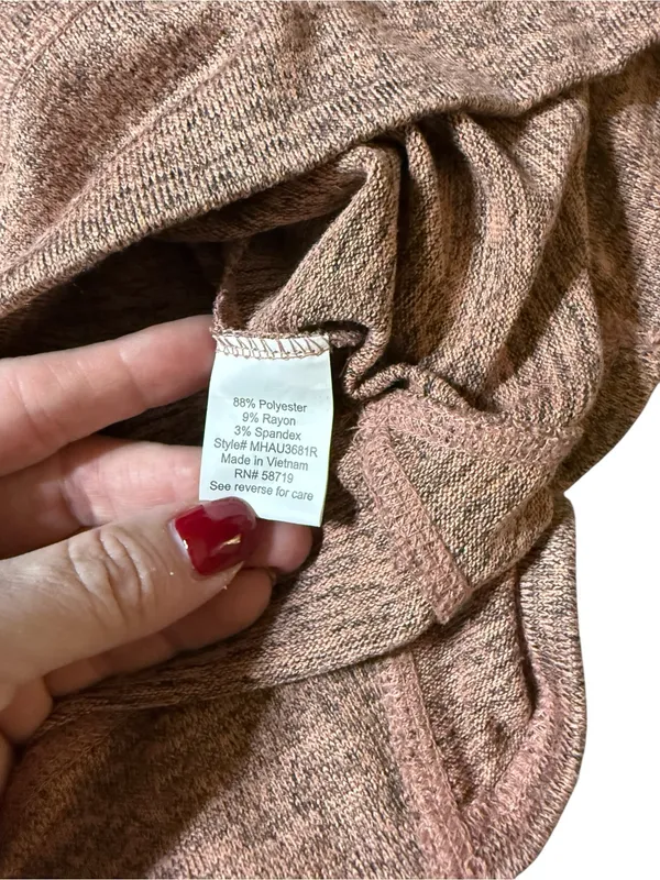 NY Collection Large Mauve Pink Shoulder Lace Up Grommet Pullover Sweater Top - Image 3