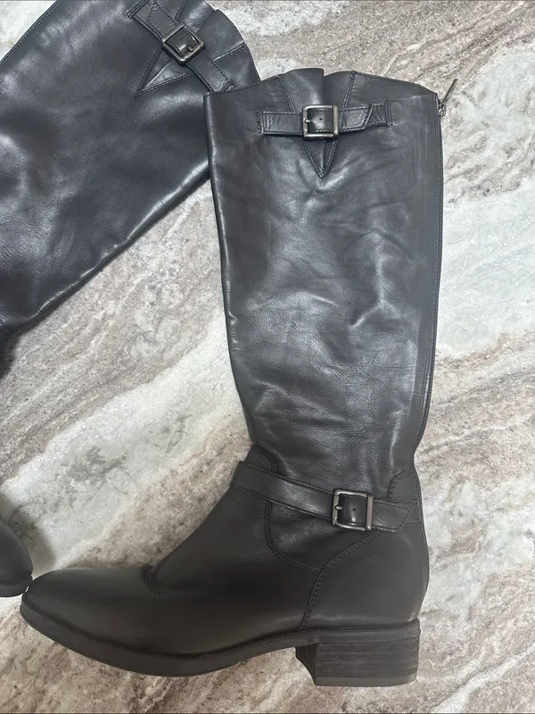 SAM EDELMAN Leather Painter Back Entry Riding Equestrian Boots Combat Black 8.5 - Image 2