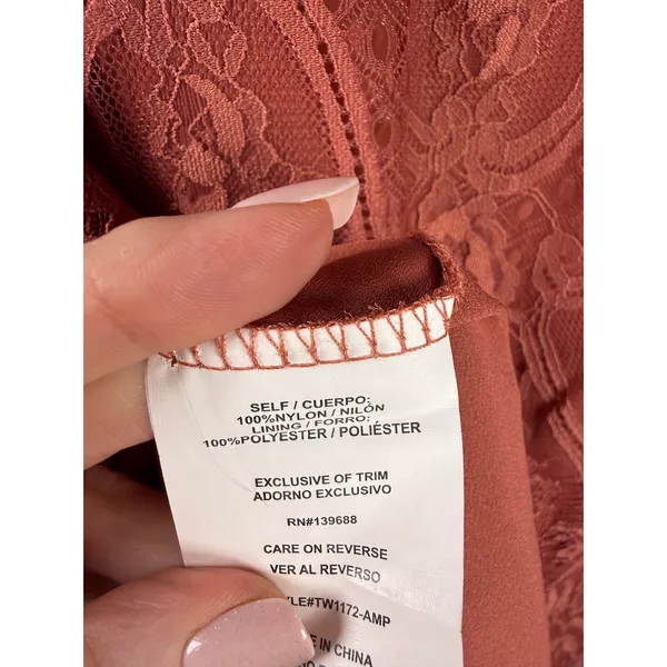 Hint of Mint Lace Mock‎ Neck Top Boho Romantic Cottagecore Blouse L - Image 6