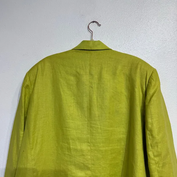 David N Lime Green Vintage Linen Blend Blazer Jacket Sz 20 - Image 10
