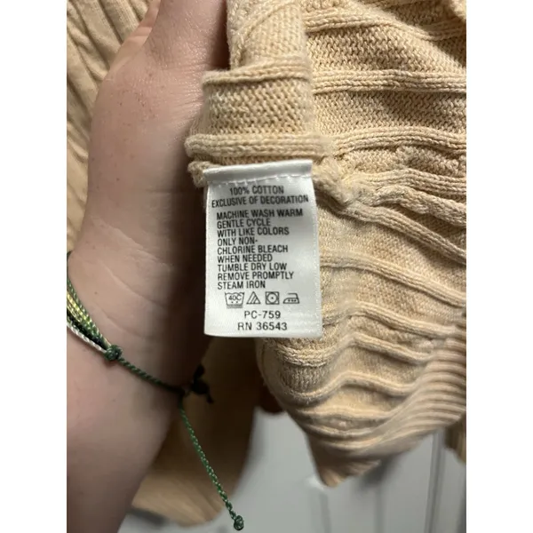 IZOD Tan Cable Knit Crewneck Sweater Sz. XL. - Image 3