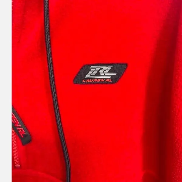 Women’s Y2K Lauren Ralph Lauren 1/4 Zip Fleece Hoodie Red Medium - Image 3