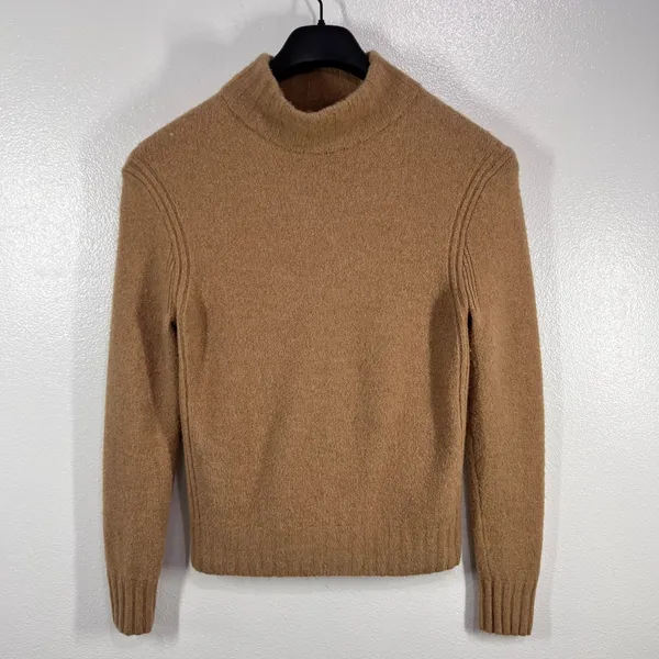 J.Crew Merino Wool Supersoft Yarn Alpaca Mock‎ Neck Sweater Ribbed Trim Medium - Image 3