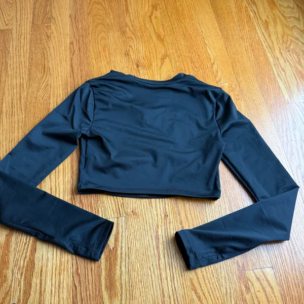 Gym Top T-shirt Crop Top Blouse Cover Up Tee Long Sleeve Sport Tee Slim Fit Top - Image 7