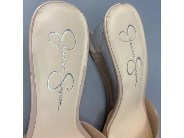 Jessica Simpson Merlote Wedge Sandals Womens 9 Tan Slip On Shoes Modern Clear - Image 4