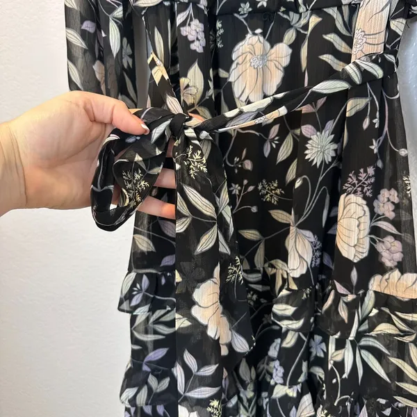 Calvin Klein Womens-XL Long Sleeve Dress with Belt & Teirs Black Floral‎ - Image 14